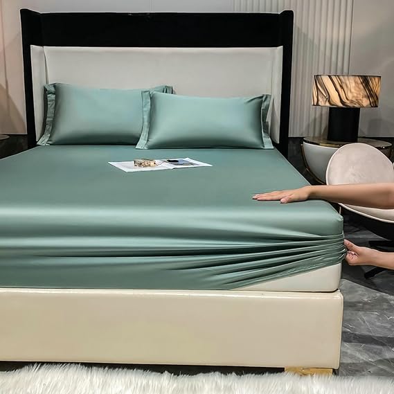 King Fitted Sheet Only Cotton, Solid Color Bed Sheet Fitteds Soft & Breathable - Wrinkle-Free - Easy Care, Azure, C-King (79 x 71)