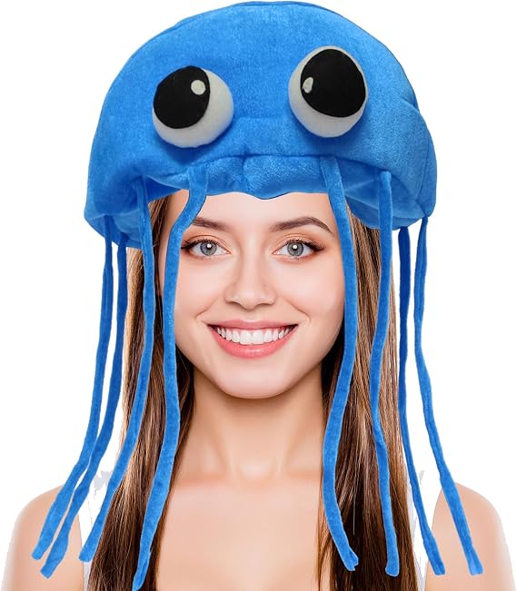 Jellyfish Costume Hat. Handmade Jellyfish Costume Party Hat Headwear. Comfortable Fit for Most Adults & Teenagers. (Blue)