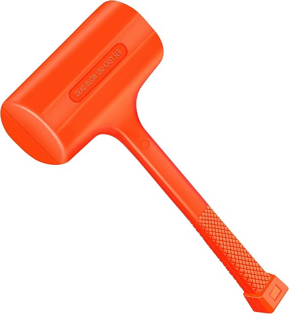 C&T 5LB Dead Blow Hammer, One-Piece Molded Body, Steel Ball Shot Filled Head, Ergonomic Checkered Grip, Spark and Rebound Resistant, Orange, Ideal for Auto, Carpentry & Tile Work