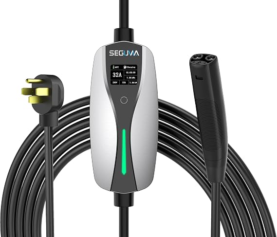 SEGUMA EV Charger Level 2 for Tesla(32Amp 240V 7.68kW), NEMA 14-50 Plug NACS EV Chargers, 25FT Adjustable Current Portable Electric Car Charger Compatible with All Nacs