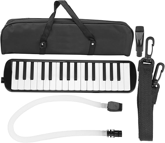 32 Keys Melodica Keyboard, Melodica Instrument Mouth Piano Air Piano Keyboard with Mouthpiece and Tube Keytar Instrument for Beginners(Black Melodica)