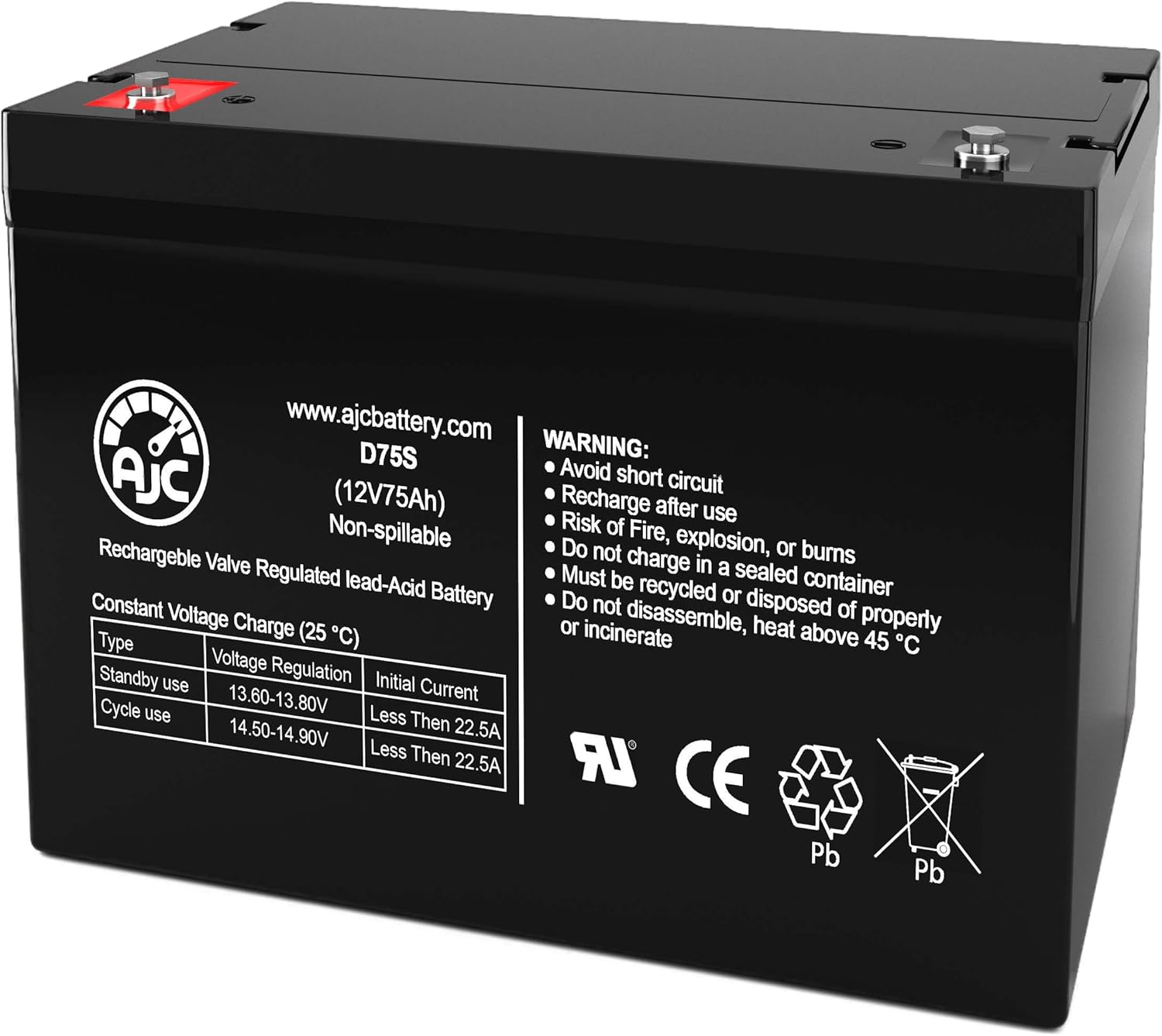 AJC Heartway Vita Monster S12X 12V 75Ah Mobility Scooter Battery - This is an Brand Replacement