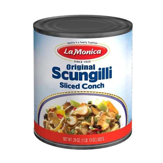 LaMonica Fine Foods Scungilli (Sliced Conch), 29 oz Wild Caught Ready to Eat Premium Quality Seafood for Salads, Pasta & Italian Recipes