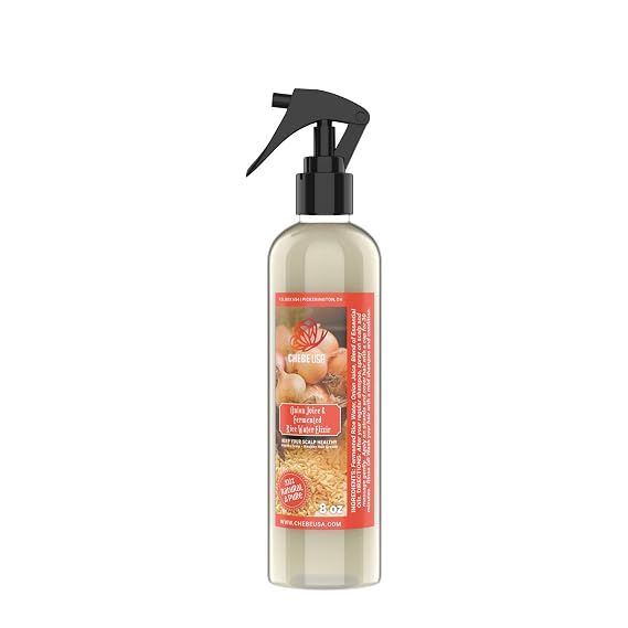 Fresh Onion Juice & Rice Water Hair Growth Spray with Rosemary & Mint (8 oz) Strengthens Roots, Reduces Hair Fall, Promotes Thicker, Fuller HairNatural Scalp Treatment for Men & Women