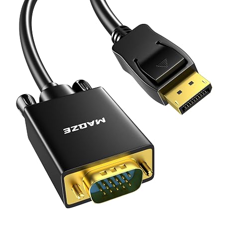 DisplayPort to VGA Cable 6.6FT, 1080P@60Hz DP Adapter for PC Monitor | Displayport Male to VGA Male Adapter, Gold-Plated Connectors, for Desktop Laptop Projector HDTV, Plug & Play