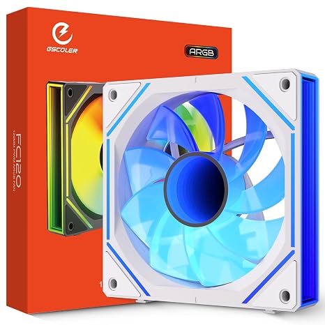 FC 120mm Case Fan White, Infinity Mirror PWM Reverse Fan with Multiple Lighting Modes &amp; ARGB Sync, Low Noise &amp; High Airflow HDB Bearing, RGB Daisy Chain, Compatible with CPU Liquid Coolers