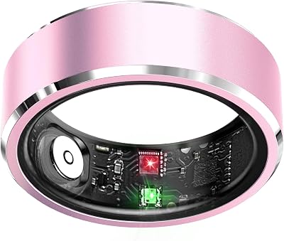 Smart Ring Health Tracker, Sleep Tracker Ring with Heart Rate, Waterproof Fitness Ring for Activity MonitoringStepsDistanceCalories,Air Gestures,Up to 7-Day Battery, for iOS Android Light Pink,#8