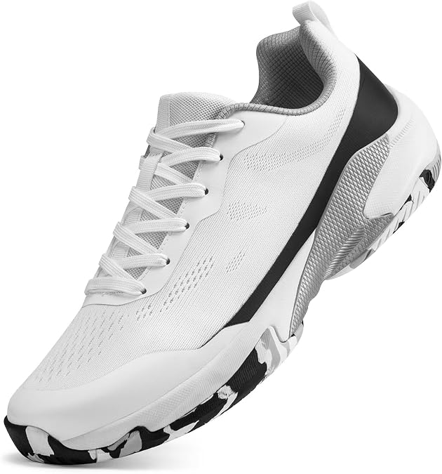 Wide Tennis Shoes for Men | All Court Pickleball Racquetball & Squash Athletic Sneakers | Arch Support & Cushioned Midsole