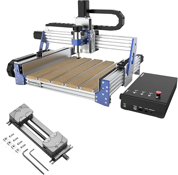 Genmitsu CNC Router Machine PROVerXL 4030 V2, NEMA 23 Closed-Loop Stepper Motor + Fractal Vise with 100 Adjustable Jaw for Irregular Shape, 120mm Clamping Range