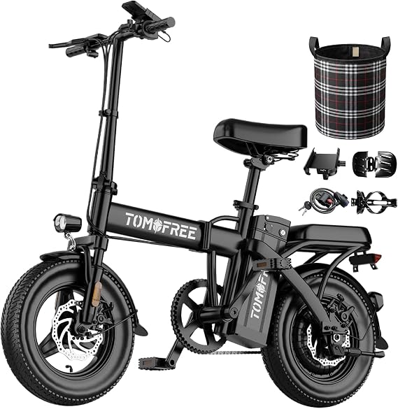 Tomofree P1 Electric Bike for Adult, 48V 20Ah 70 Miles Max Range Foldable Ebike, 20MPH Top Speed, 750W Peak Folding e Ebike, Fat Tire Electric Bicycles for Commute with 2 Seat, Class 2/3 Compliance