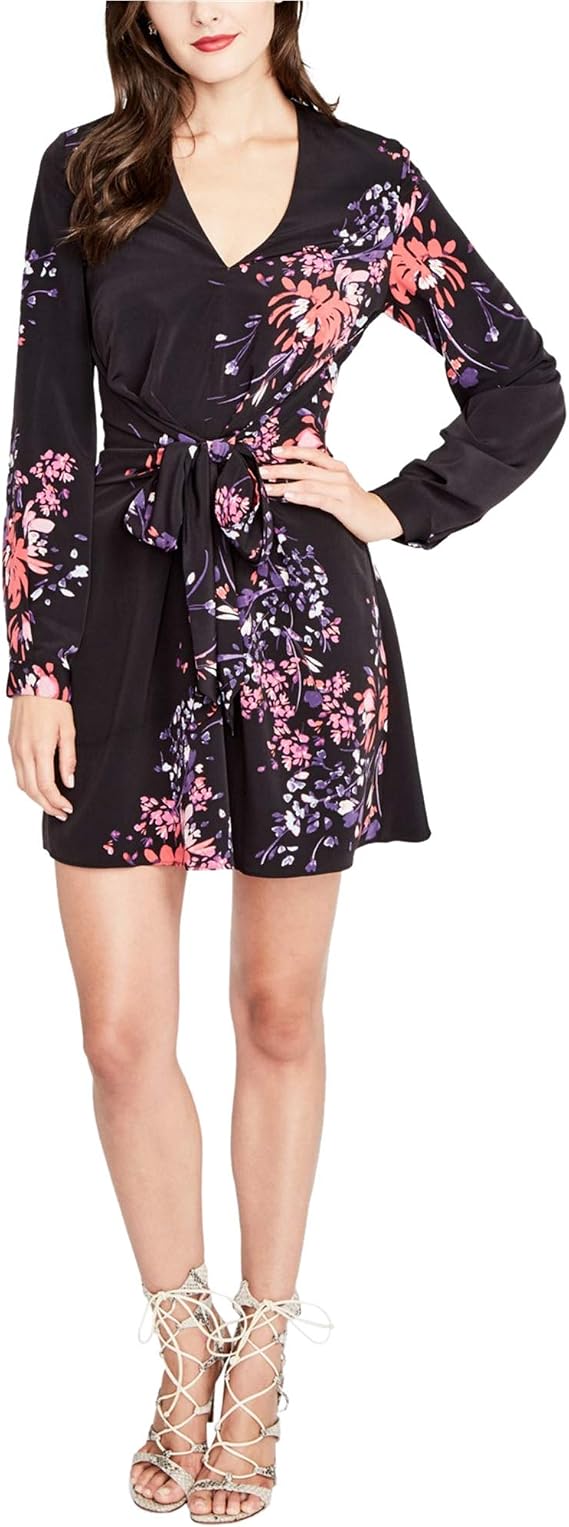 Rachel Roy Womens Long Sleeve Floral Wrap Dress