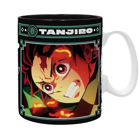 ABYSTYLE Demon Slayer Tanjiro Ceramic Coffee Mug 16 Fl Oz Demon Slayer Mug Coffee Mug Anime Merch Drinkware Home & Kitchen Merch