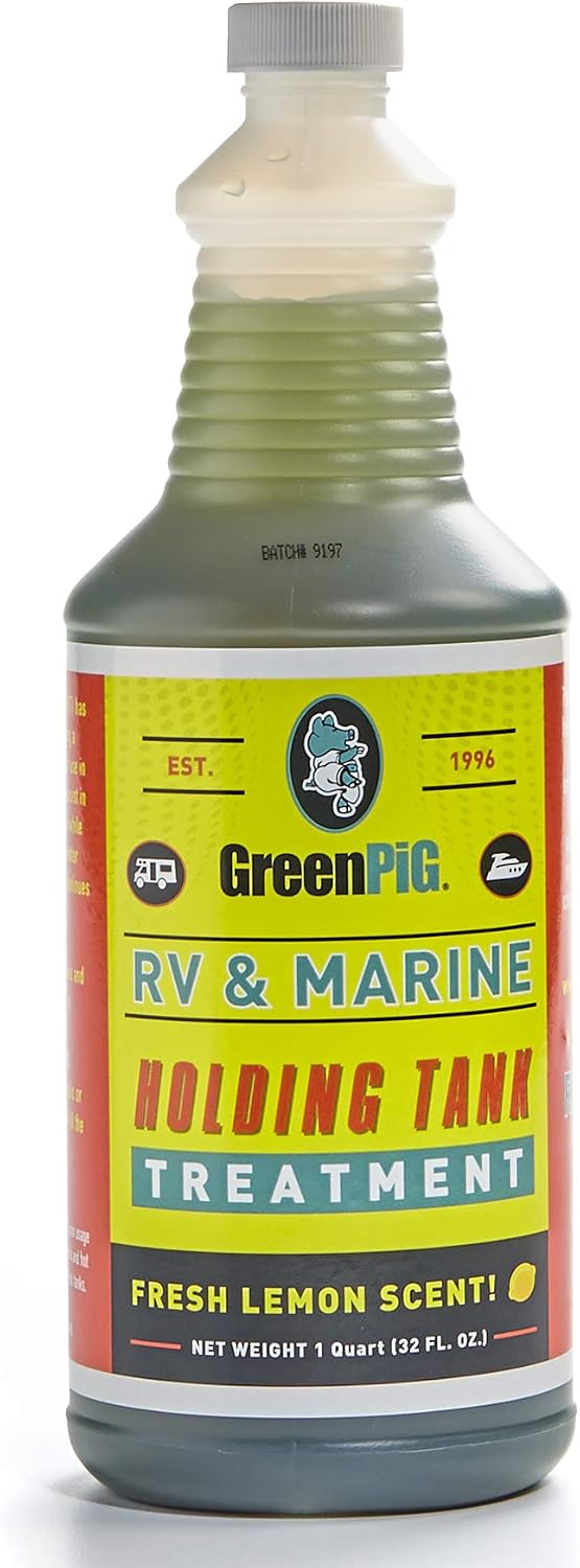GREEN PIG RV and Marine Holding Tank Treatment, Breaks Down Waste, Eliminates Odors, Environmentally Friendly, Motorhome Accessories Must Have, 1 Quart