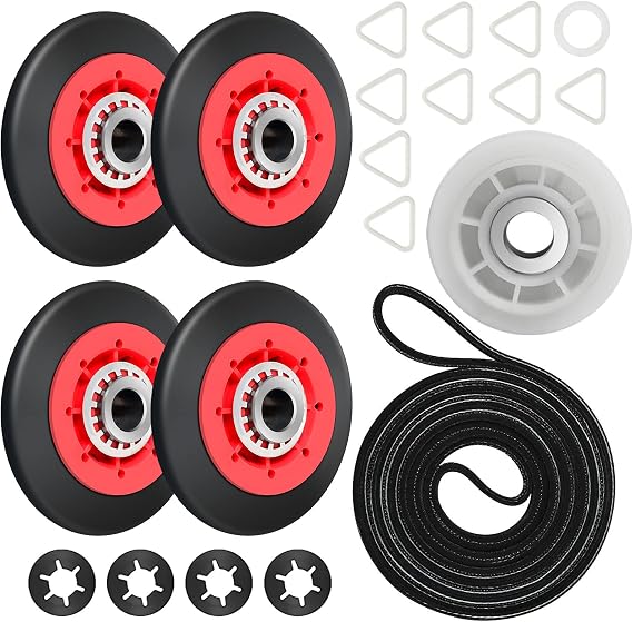 4392067 Dryer Repair Kit for Whirlpool, Maytag, Kenmore and More - Includes WPW10314173 Drum Roller, 661570V Dryer Belt and 279640 Idler Pulley - Baridwon Dryer Replacement Parts