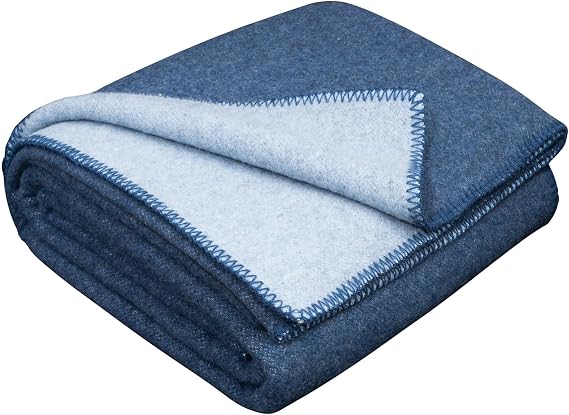 Merino Wool Outdoor Blanket, Travel & Camping Reversible Throw, 51 x 67 in