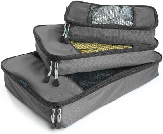 TravelWise Luggage Packing Organization Cubes 3 Pack, Silver, Large, Medium and Small (TWPC-03)