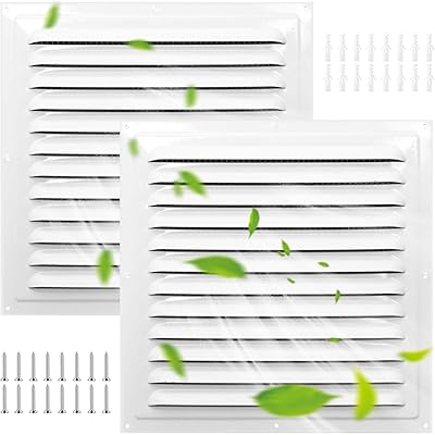 White Gloss 2 Pack 12 x 12inch Wall Vents Attic Vents Metal Shed Vents with Screens Square Vents Exterior Door Loft Garage Ceiling Enhanced Louver Ventilation Grille