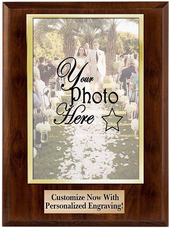 Crown Awards Personalized Photo Plaques - Vertical Slide-In Photo Frame Plaque Gift With Custom Engraving, Holds 5x7 Photo Prime