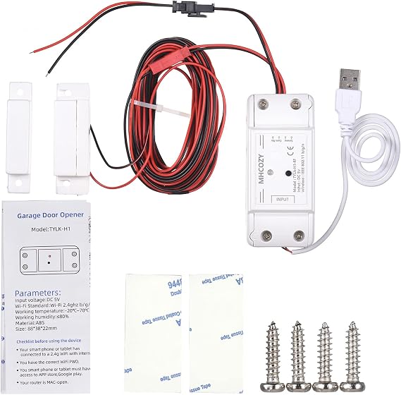 Tuya WiFi+BT Smart Garage Door Opener Controller Kit Intelligent Garage Controller Kit Timing Function Remote Monitoring Voice Control Compatible with Alexa,Google Home,IFTTT