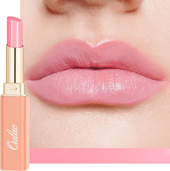 Oulac Candy Pink Lipstick - Moisture Shine Hydrating Lipstick &amp; Tinted Lip Balm for Dry Lips, Medium Coverage Lip Colour | Juicy Look, Glossy Finish, Vegan, Cruelty-Free, Pinky Swirl (20)
