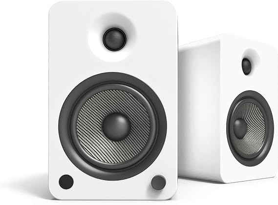 Kanto YU6MW Powered Bookshelf Speakers with Bluetooth and Phono Preamp | 5.25" Kevlar Driver | 200W Peak Power | Pair | Matte White
