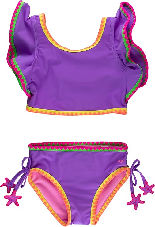 RuffleButts Girls Crochet Butterfly Tankini 2-Piece - Swimsuit | Top And Bottom Set, Kids Swimwear Set, Beach And Pool Wear