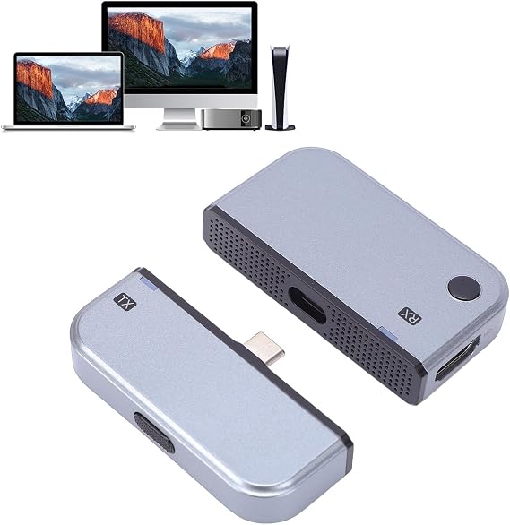 Wireless HDMI Transmitter and Receiver 164FT, 5G 2.4G HDMI Extender Kit 4K Decoding Input 1080P Output, Plug and Play for Audio to Monitor from PC Projector TV Box