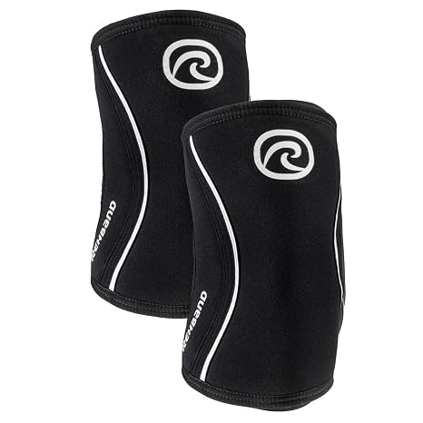 Rehband Elbow 5mm Compression Sleeve, Neoprene Elbow Sleeves for Weightlifting, Anatomical Design, Non-Slip & Close Fitting, Elbow Support Unisex, Colour:Black - 1 Pair, Size:X-Small