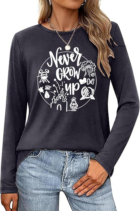 Magical Kingdom Castle Shirts Women Magic Long Sleeve Flower Graphic Holiday Tops