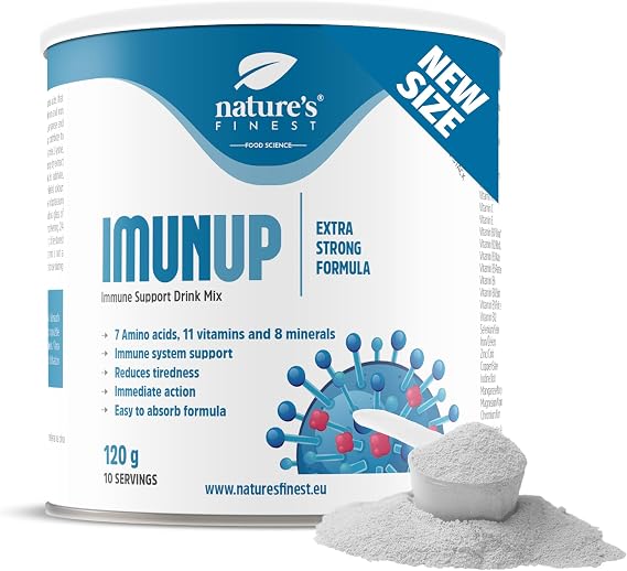 Nature's Finest by Nutrisslim ImunUp Multi-Nutrient Powder with 7 Amino Acids, 11 Vitamins and 8 Minerals for Immune Support, Orange Flavour, 120g