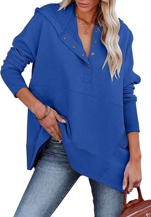 onlypuff Hoodies for Women Fall Outfit Oversized Sweatshirt V Neck Trendy