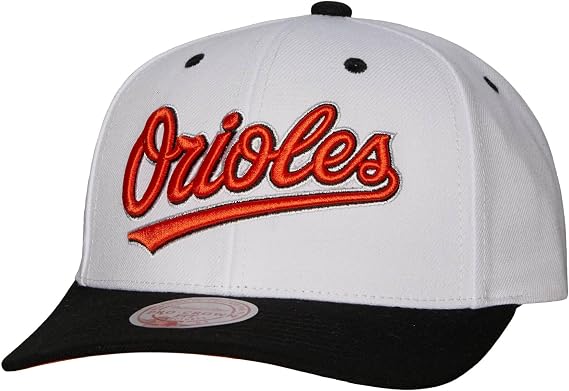 Mitchell & Ness Baltimore Orioles Evergreen Snapback Adjustable Hat Cap - White