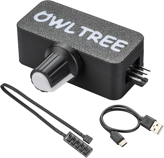 4 Pin 12V PWM Fan Controller with Type C USB Power Cable and 4Pin 5 Way PWM Fan Splitter Hub,PWM Fan Speed Controller with 15-18W, 1.2-1.5A Output, 5V Input