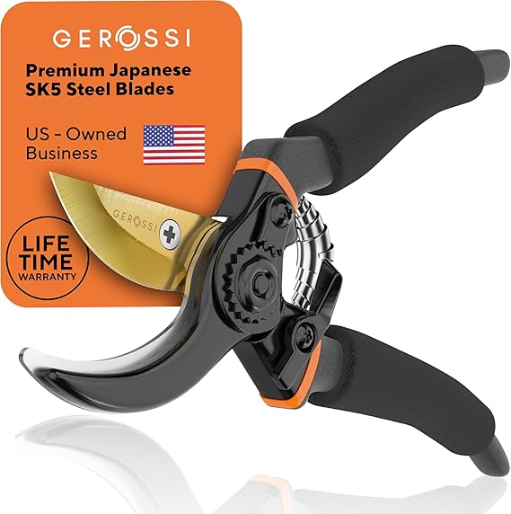 Premium Bypass Pruning Shears for your Garden - Heavy-Duty, Ultra Sharp Pruners w/Soft Cushion Grip Handle Made with Japanese Grade High Carbon Steel - Perfectly Cutting Through Anything in Your Yard