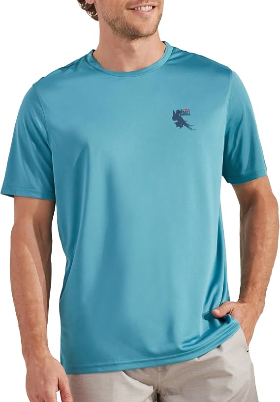 CARIBBEAN JOE Men's Rash Guard, Party Animal Long Sleeve Sun Protection Swim Shirt, Beach and Fishing T-Shirt Top, Sage Gray