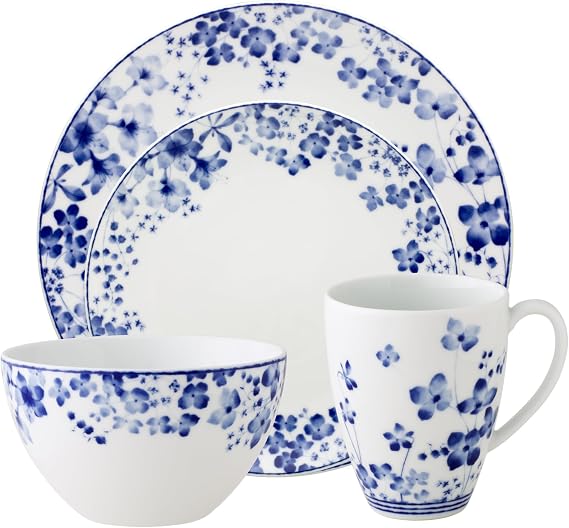 Noritake Bloomington Road Blue 4-Piece Place Setting, Serving for 1