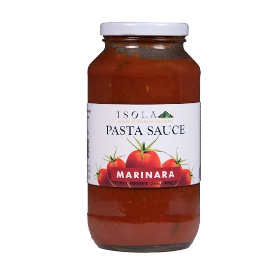 Isola Gourmet Tomato Sauce 24 oz Jar Authentic Italian Marinara All-Natural, No Added Sugar, Vegan & GMO-Free Rich, Fresh & Slow-Simmered for Pasta, Pizza, Seafood & Gourmet Cooking