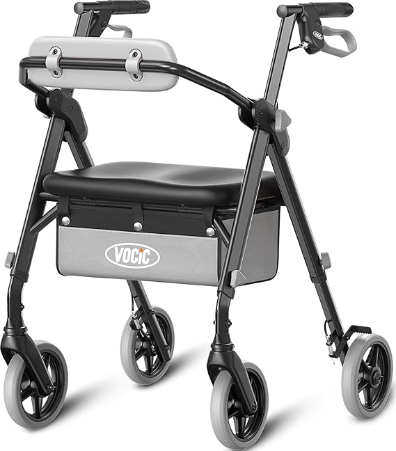 Walkers for Seniors, Z11 Rollator Walker with Seat, Max 380 lbs, Avant Walkers with Ergo Seat & Backrest, Foldable Rollator Adjustable Height, All Terrain Walker, Lightweight