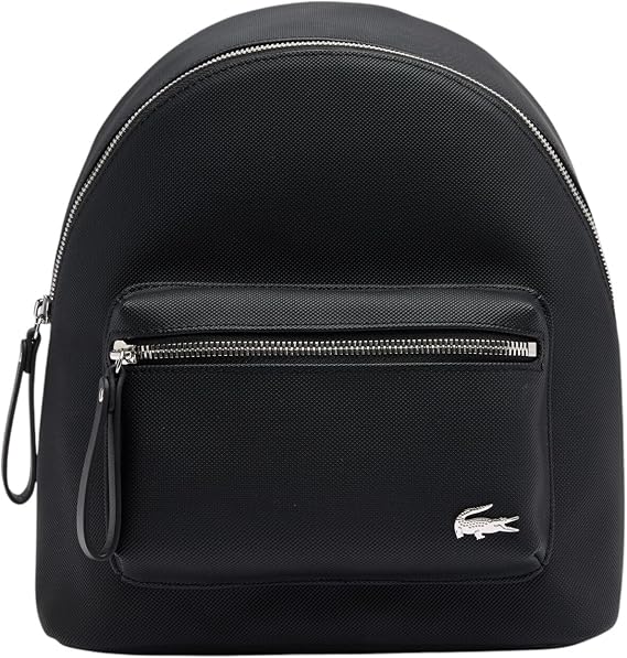 Lacoste Women's Daily Lifestyle Coated Canvas Backpack, Black, One Size