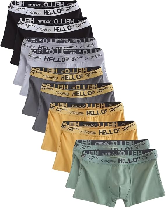 Boxhero Hello Underwear for Men - 10-Pack Breathable Boxer Briefs Quick-Dry Underwear Multipack