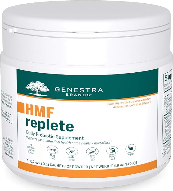 Genestra Brands HMF Replete, 7 Sachets | Probiotic Formula to Support Healthy Gut Flora, Gastrointestinal Support, 76 Billion CFU Per Day