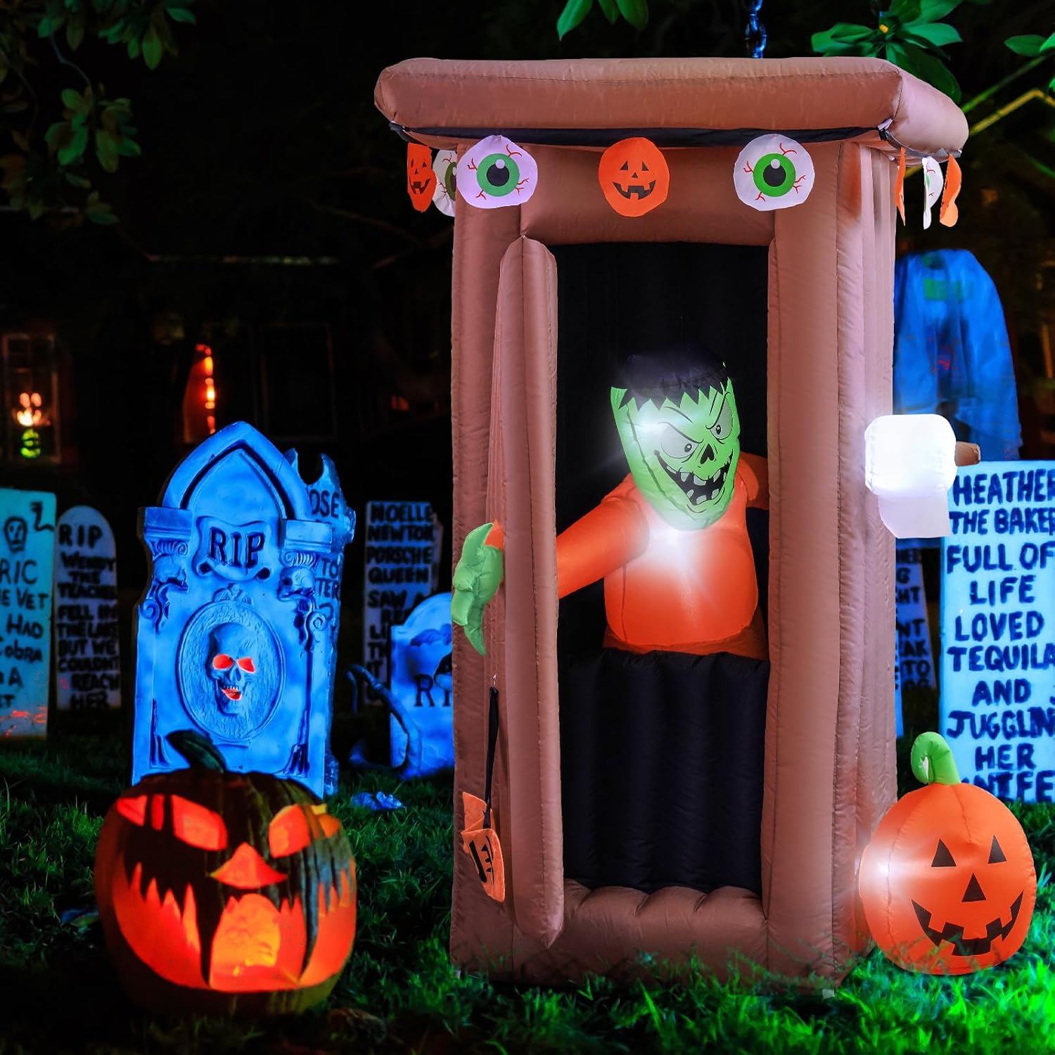 2025 CozyBox 5FT Halloween Inflatable Outdoor Decoration Built-in LED- Self-Inflating, Cute Skeleton Dog Weather-Resistant Yard Blow Up for Events, Halloween Party, Lawn, Porch