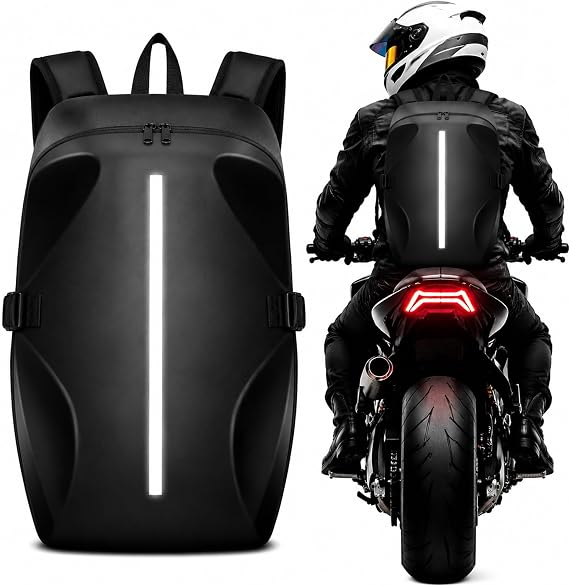Motorcycle Backpack, Waterproof with Reflective Strips for Riders | Large Capacity Durable Helmet Backpack for Men, Motorcycle Accessories Gear for Commuting & Outdoor Sports