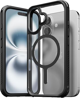 Sinjimoru for MagSafe iPhone 16 Plus Case, Military Grade ShockproofAnti-Yellowing Slim Bumper with TPU Edge Protection, M-AirGuard Black