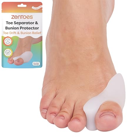 ZenToes Soft Gel Bunion Protector & Toe Separator, Premium Foot Care Cushion, Comfortable Support Padding for Relief During Walking, Discreetly Fits in Most Shoes, Pack of 4