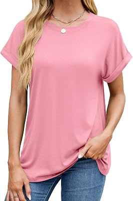 Abardsion Casual Loose Fit Womens T Shirts Summer Short Sleeve Crewneck Trendy Tops 2025