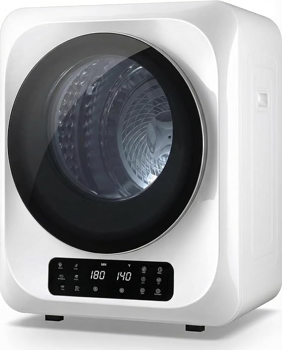 Auertech 1.8 CU. FT. Portable Dryers for Laundry, Compact Clothes Dryer with Stainless Steel Tub & Boot Dryer, 850 W Dryer Machine, Electric Dryer with LED Control for Apartment, Dorm, RV, White