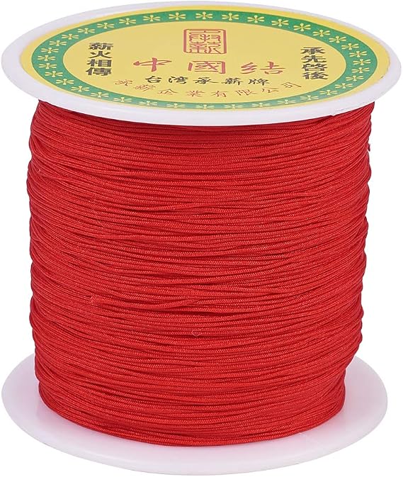 150 Yards Braided Nylon Cord Chinese Knotting Cord 0.5mm Red String for Bracelet, Nylon Beading Thread for Kumihimo Necklace Jewelry Tassels Craft