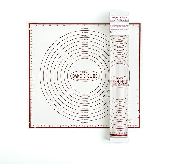Bake-O-Glide Compact Printed Roll Out Mat, Woven Glass Fabric Coated in Silicone, Brown, 45.8 x 6.4 x 6.4 cm