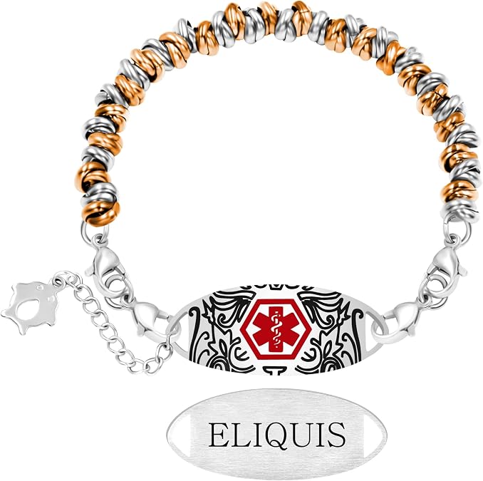 Lightweight Customizable Medical Alert Bracelet – Laser Engraved Medical ID Tag, Waterproof Hypoallergenic Stainless Steel, Three Color Bead Options, Unisex, Suitable for Daily Wear &amp; Sports